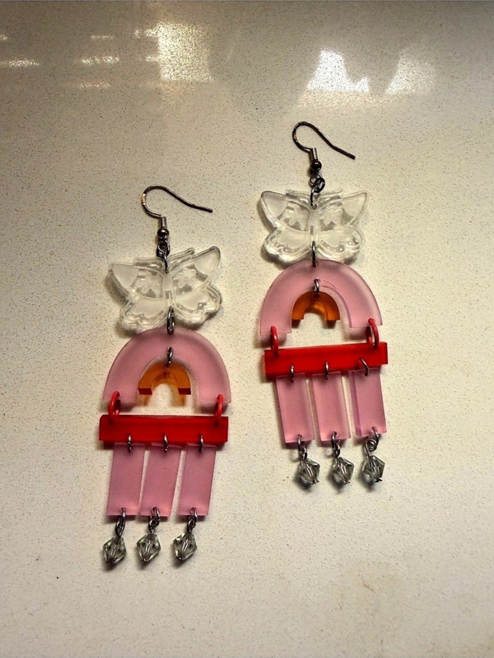 Pink & Clear Statement Earrings
